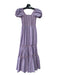 O.P.T. Size XS Pink & Purple Polyester Blend Puff Cap Sleeve Midi Tiered Dress Pink & Purple / XS