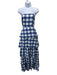 Sue Sartor Size S Blue & White Cotton Gingham Strapless Tie Back Ruffle Dress Blue & White / S
