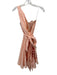 Fanm Mon Size S Peach Pink & Orange Linen Embroidered Flowers One Shoulder Dress Peach Pink & Orange / S