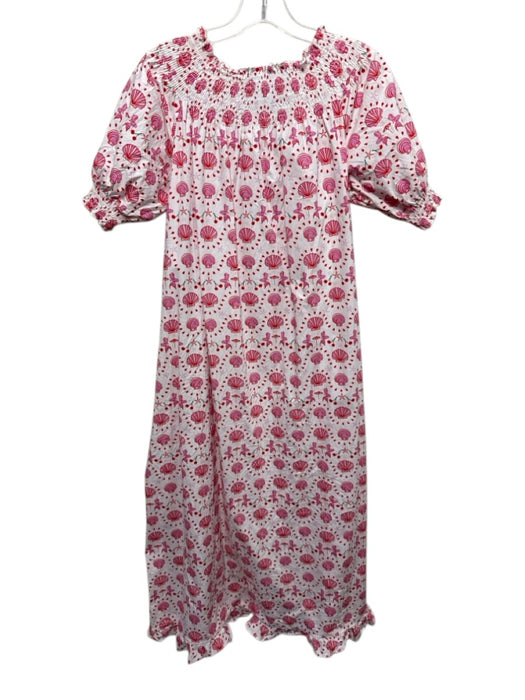 Hill House Size XS White & Pink Cotton Blend Seashells Mermaid Tail Print Dress White & Pink / XS