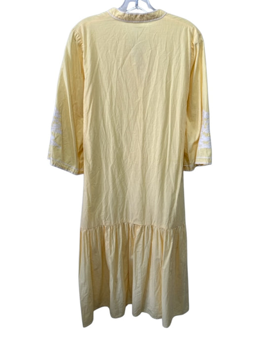 Julia Amory Size M Butter Yellow Cotton Embroidered Detail Stand Collar Dress Butter Yellow / M