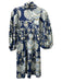 Emily McCarthy Size S Blue, White & Gold Cotton Blend Floral Collar Mini Dress Blue, White & Gold / S