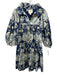 Emily McCarthy Size S Blue, White & Gold Cotton Blend Floral Collar Mini Dress Blue, White & Gold / S