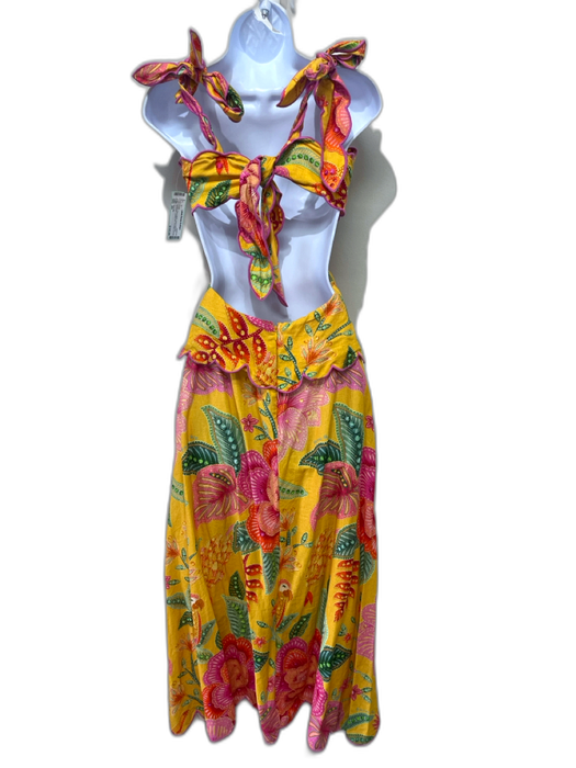 Farm Rio Size XS Yellow, Pink & Multi Linen & Viscose floral print Dress Yellow, Pink & Multi / XS