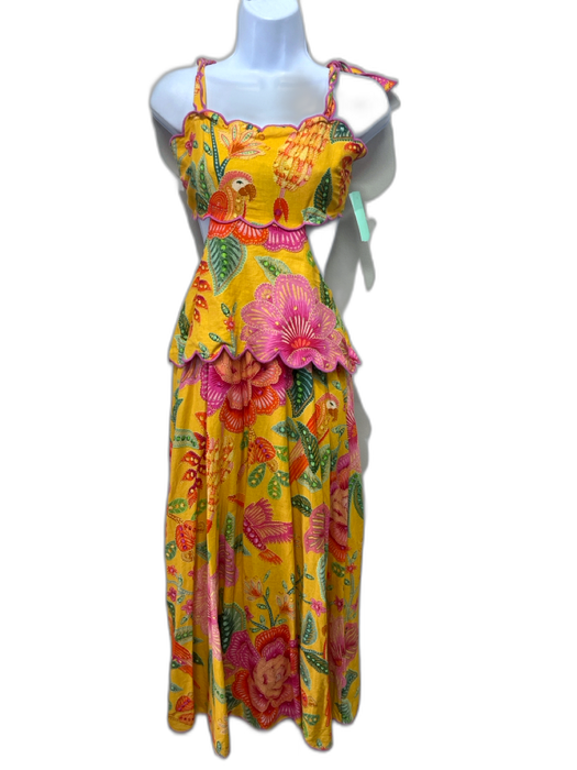 Farm Rio Size XS Yellow, Pink & Multi Linen & Viscose floral print Dress Yellow, Pink & Multi / XS