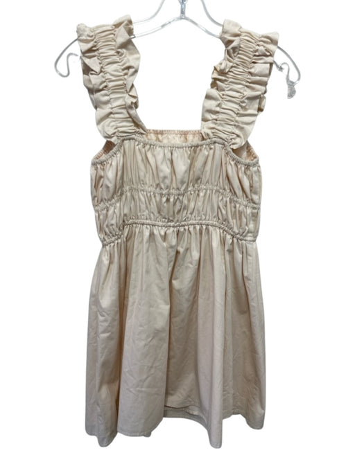English Factory Size S Cream Beige Cotton Gathered Bodice Ruffle Straps Dress Cream Beige / S