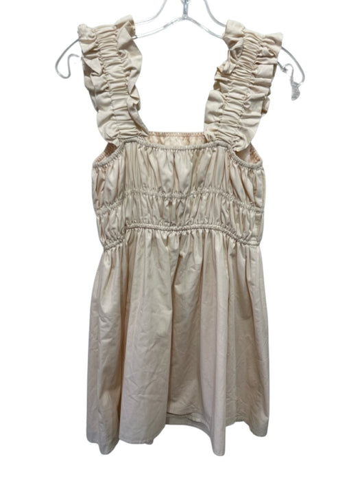 English Factory Size S Cream Beige Cotton Gathered Bodice Ruffle Straps Dress Cream Beige / S