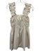 English Factory Size S Cream Beige Cotton Gathered Bodice Ruffle Straps Dress Cream Beige / S