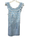 Dondolo Size L Light blue & white Linen & Cotton Gingham Daisy Ruffle Trim Dress Light blue & white / L