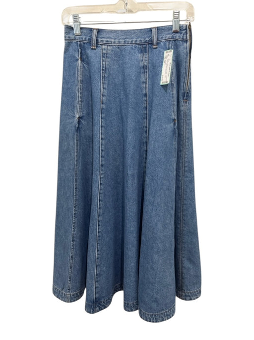 Madewell Size XS Medium Wash Cotton Denim seam detail Flare Midi Skirt Medium Wash / XS