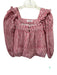 India Collection Emerson Fry Size XS Pink & Red Cotton Leaf Print Top Pink & Red / XS