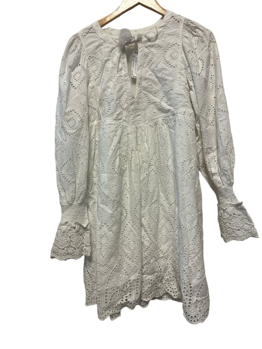 Spell & The Gypsy Size M White Cotton Long Sleeve Eyelet Dress White / M