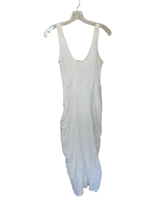 Showpo Size 4 White Rayon Blend Sleeveless Crinkle Side Zip Maxi Dress White / 4