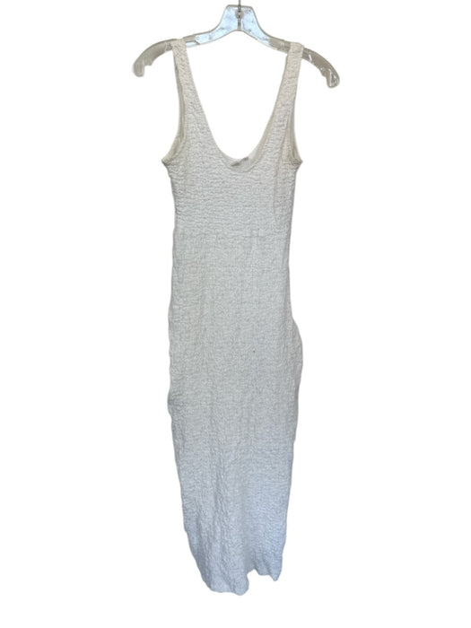 Showpo Size 4 White Rayon Blend Sleeveless Crinkle Side Zip Maxi Dress White / 4