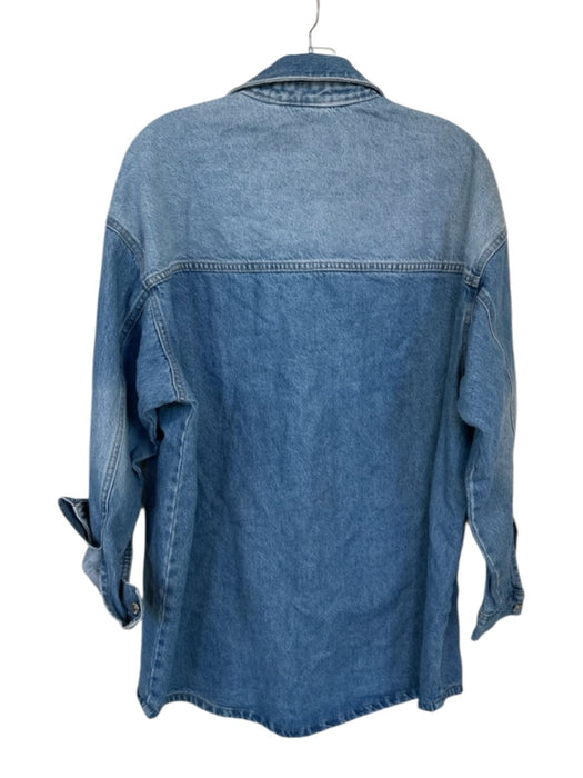 H&M Size XS Med Light Wash Cotton Long Sleeve Denim Oversized Jacket Med Light Wash / XS