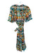 Marie Oliver Size M Multi Linen Blend Short Balloon Sleeve Tie Dye Wrap Dress Multi / M
