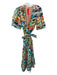 Marie Oliver Size M Multi Linen Blend Short Balloon Sleeve Tie Dye Wrap Dress Multi / M