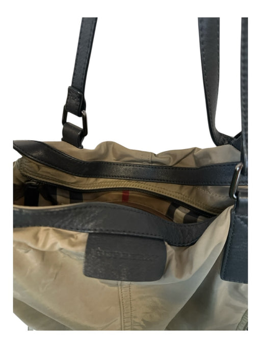 Burberry Taupe & Black Nylon Top Handles Leather Accents Tote Bag Taupe & Black / M