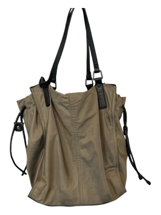 Burberry Taupe & Black Nylon Top Handles Leather Accents Tote Bag Taupe & Black / M