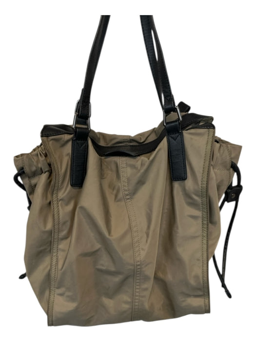 Burberry Taupe & Black Nylon Top Handles Leather Accents Tote Bag Taupe & Black / M