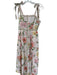 Calypso St. Barth Size 6 Pink & Green Cotton Tie Straps Botanical Buttons Dress Pink & Green / 6