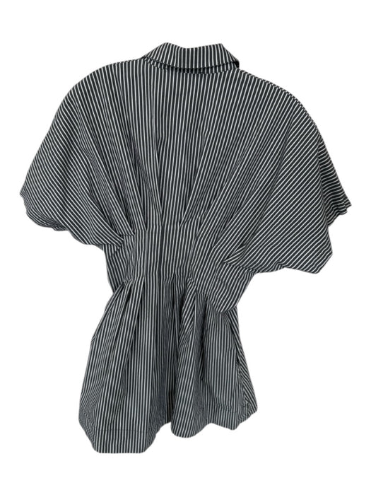 Exquise Size S Gray & White Cotton Blend Short Sleeve Striped Button Down Dress Gray & White / S