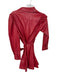 Dolce Cabo Size S Red Vegan Leather Long Sleeve Button Down Belted Collar Dress Red / S