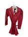 Dolce Cabo Size S Red Vegan Leather Long Sleeve Button Down Belted Collar Dress Red / S