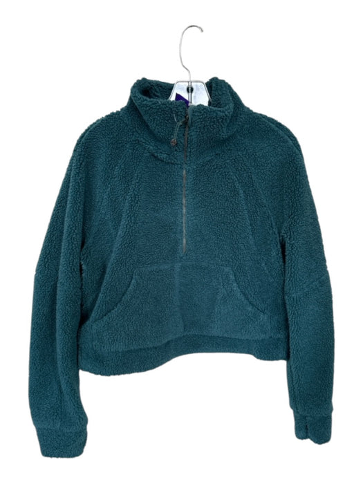 Lululemon Size XS/S Teal Recycled Polyester Fuzzy Half Zip Cropped Jacket Teal / XS/S