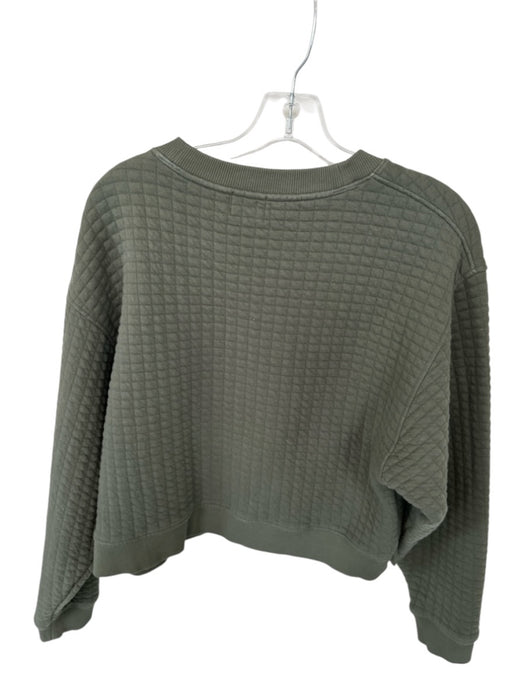 Nation Size M Olive Green Cotton Long Sleeve Quilted Sweatshirt Olive Green / M