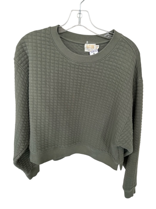 Nation Size M Olive Green Cotton Long Sleeve Quilted Sweatshirt Olive Green / M
