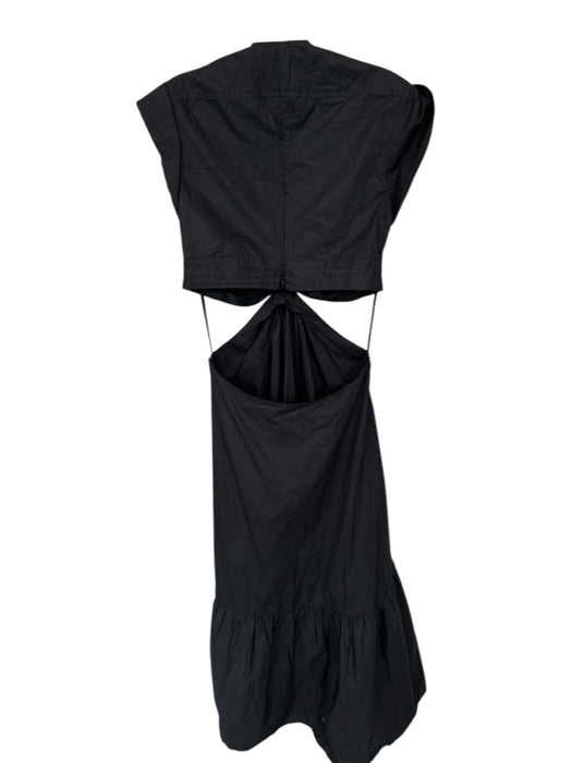 A.L.C. Size 6 Black Cotton Cap Sleeve Side Cut Outs Front knot Maxi Dress Black / 6