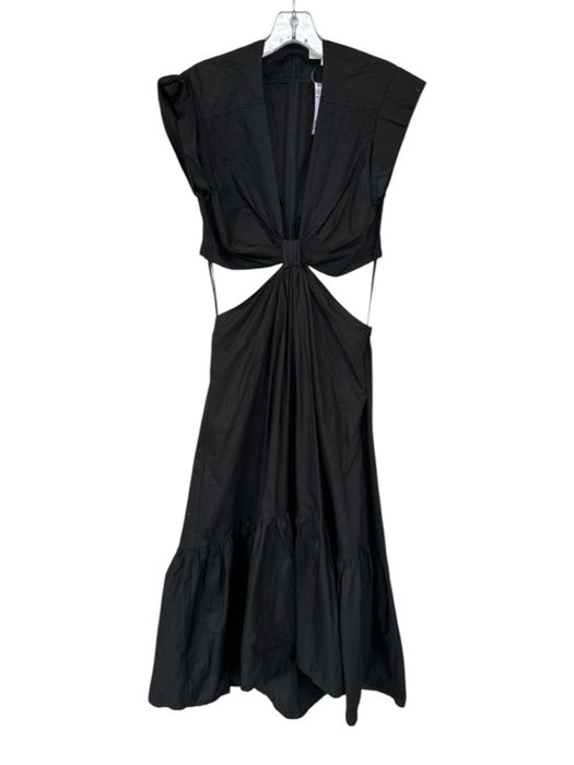 A.L.C. Size 6 Black Cotton Cap Sleeve Side Cut Outs Front knot Maxi Dress Black / 6