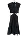 A.L.C. Size 6 Black Cotton Cap Sleeve Side Cut Outs Front knot Maxi Dress Black / 6