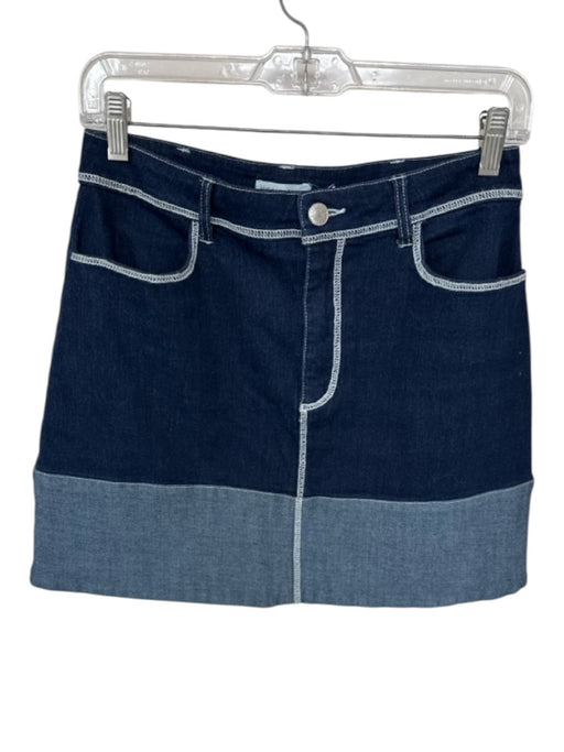 Avec Les Filles Size 4 Dark Wash Cotton Blend Stitch Detail A Line Denim Skirt Dark Wash / 4