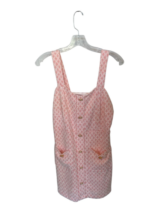 Rachel Zoe Size S Pink Polyester Blend Gingham Tweed Gold Buttons Mini Dress Pink / S