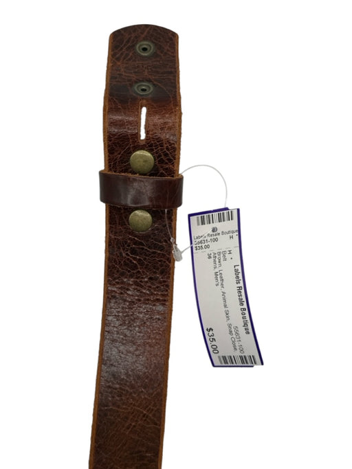 Brown Leather Animal Skin Snap Close Men's Belt Brown
