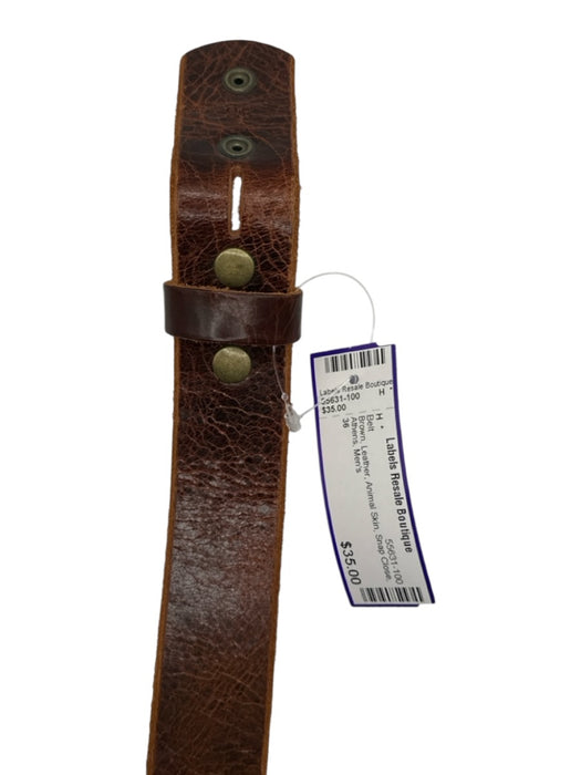 Brown Leather Animal Skin Snap Close Men's Belt Brown