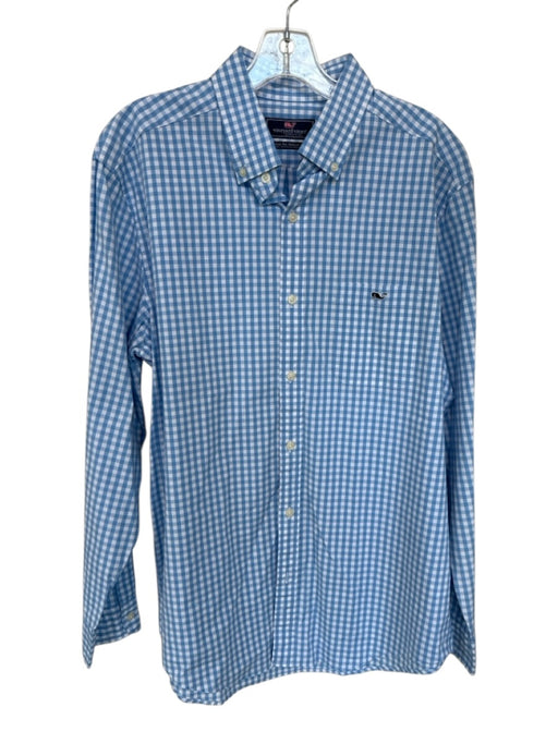 Vineyard vines Size L Blue & White Cotton Blend Gingham Button Down Men's Shirt Blue & White / L