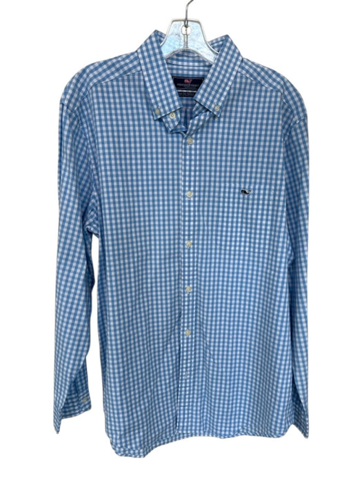 Vineyard vines Size L Blue & White Cotton Blend Gingham Button Down Men's Shirt Blue & White / L