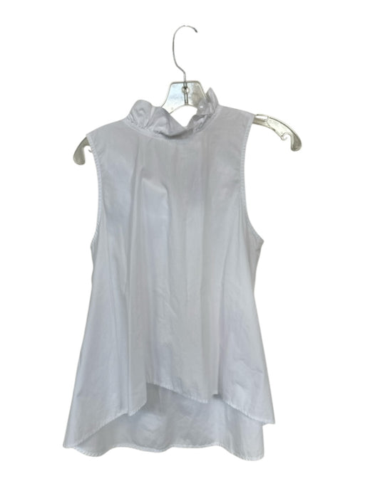 Mazik Size M White Cotton Sleeveless Ruffle Neckline Back Bow Top White / M