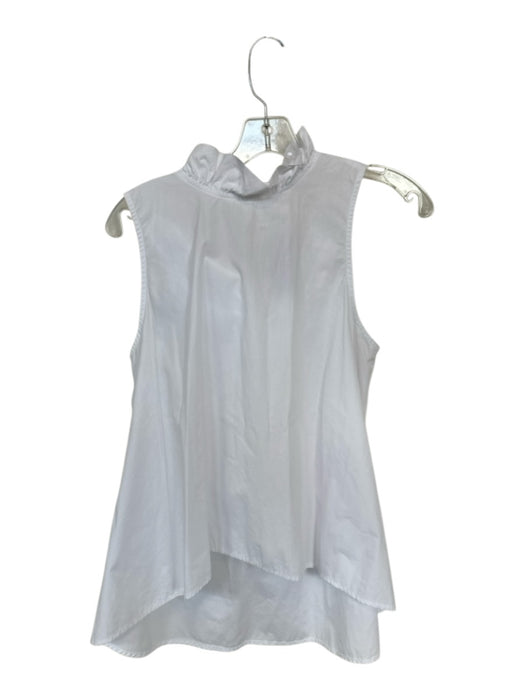 Mazik Size M White Cotton Sleeveless Ruffle Neckline Back Bow Top White / M