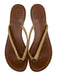 Tory Burch Shoe Size EST 8 Brown & Tan Patent Leather Thong Logo Flip Flops Brown & Tan / EST 8