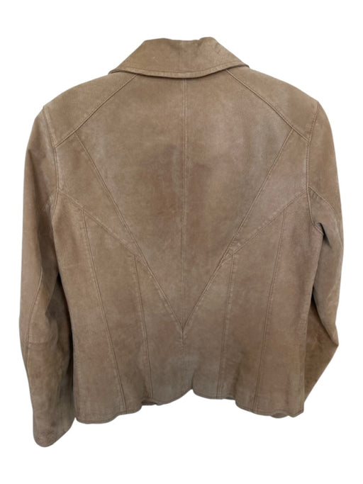 Siena Size 8 Tan Leather & Polyester Collar Long Sleeve Buttons Jacket Tan / 8
