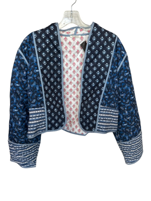 Sunday Up Size L Blue & Pink Cotton Reversable Quilted Cropped Jacket Blue & Pink / L