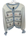 Sunday Up Size L White & Blue Polyester Button Up Bow Tie Long Sleeve Sweater White & Blue / L