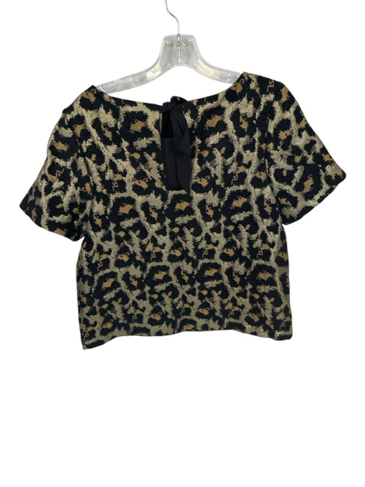 Hutch Size M Black & Gold Polyester & Viscose Short Sleeve Tie Back Top Black & Gold / M