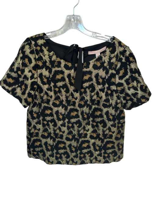 Hutch Size M Black & Gold Polyester & Viscose Short Sleeve Tie Back Top Black & Gold / M