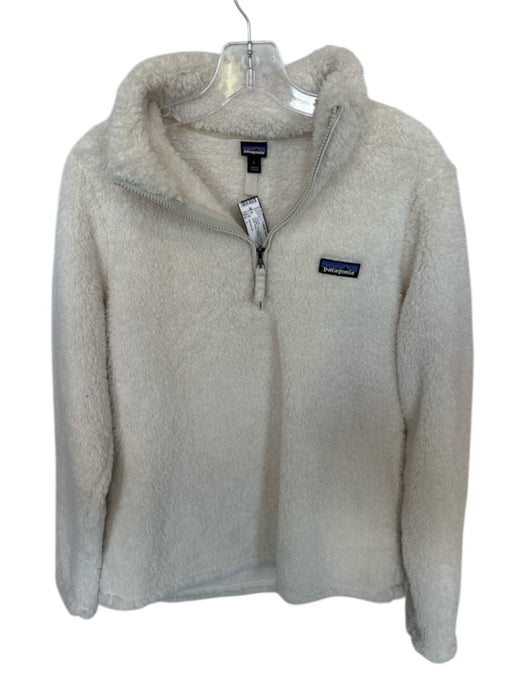 Patagonia Size L Cream Polyester Fuzzy Quarter Zip High Neck Jacket Cream / L