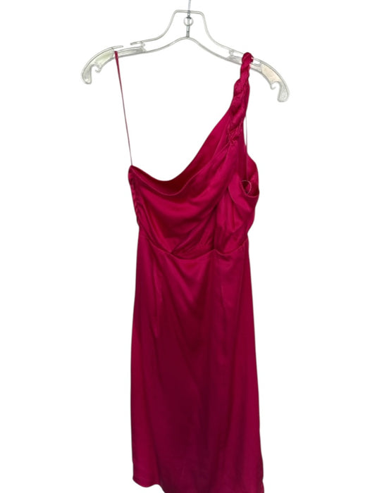 By Anthropologie Size 6 Pink Silk One Shoulder Silky Gathered Back Keyhole Dress Pink / 6
